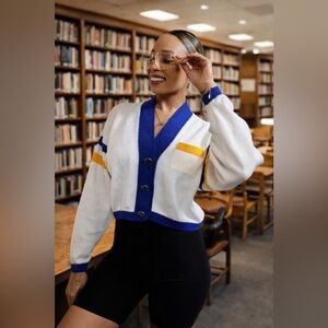 Vintage Colorblock Knit Cardigan